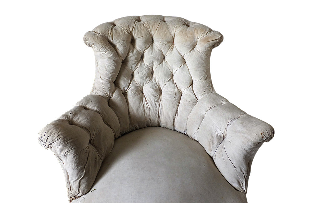 Pair Of French Button Back Armchairs-Napoleon III Armchairs-Large Antique Armchairs-French Antiques-Antique Seating-AD & PS Antiques