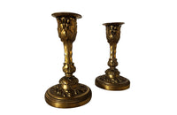 Pair of Small Gilt Bronze 19th Century French candlesticks-Antique Candlesticks-Candle Holders-French Antiques-Decorative Accessories-Decorative Antiques-AD & PS Antiques