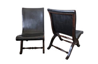 Pair of Valenti Leather Slipper Chairs - Vintage Chairs - Antique Chairs – Vintage Leather Chairs - Designer Chairs-Pierre Lottier - Slipper Chairs - Decorative Antique Furniture - AD & PS Antiques