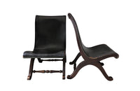 Pair of Valenti Leather Slipper Chairs - Vintage Chairs - Antique Chairs – Vintage Leather Chairs - Designer Chairs-Pierre Lottier - Slipper Chairs - Decorative Antique Furniture - AD & PS Antiques