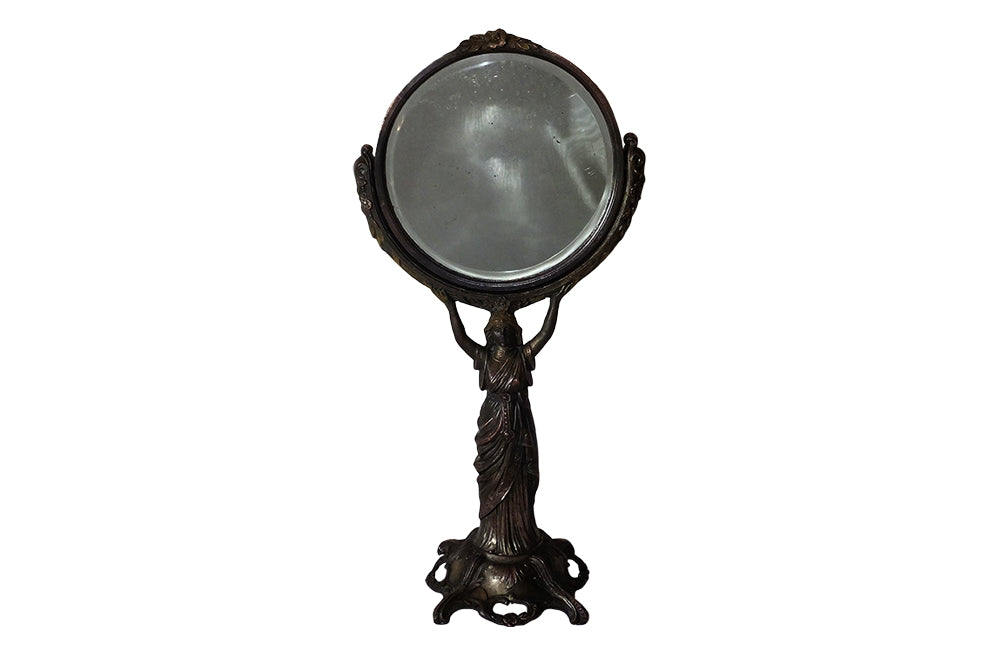 FRENCH ART NOUVEAU PSYCHE TABLE MIRROR