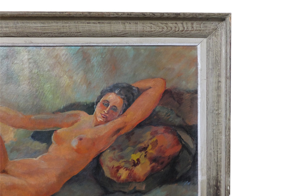 Large Signed Reclining Nude Painting - Oil on Canvas- Paintings- Signed Paintings- AD & PS Antiques