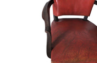 Red Leather Bridge Chairs-Vintage Armchairs-Mid Century Modern-French Antiques-Pair of Vintage Armchairs-Leather Seating-AD & PS Antiques