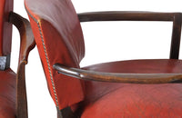 Red Leather Bridge Chairs-Vintage Armchairs-Mid Century Modern-French Antiques-Pair of Vintage Armchairs-Leather Seating-AD & PS Antiques