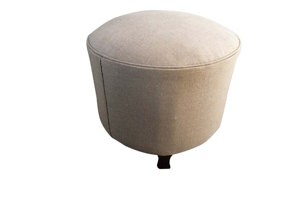 ROUND FRENCH UPHOLSTERED FOOTSTOOL