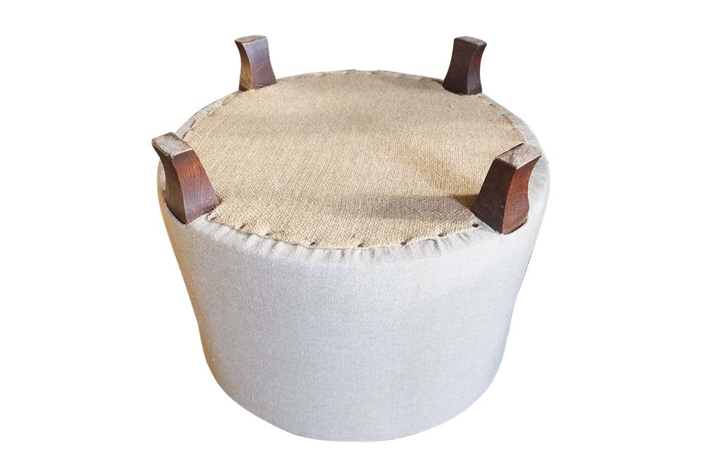 ROUND FRENCH UPHOLSTERED FOOTSTOOL