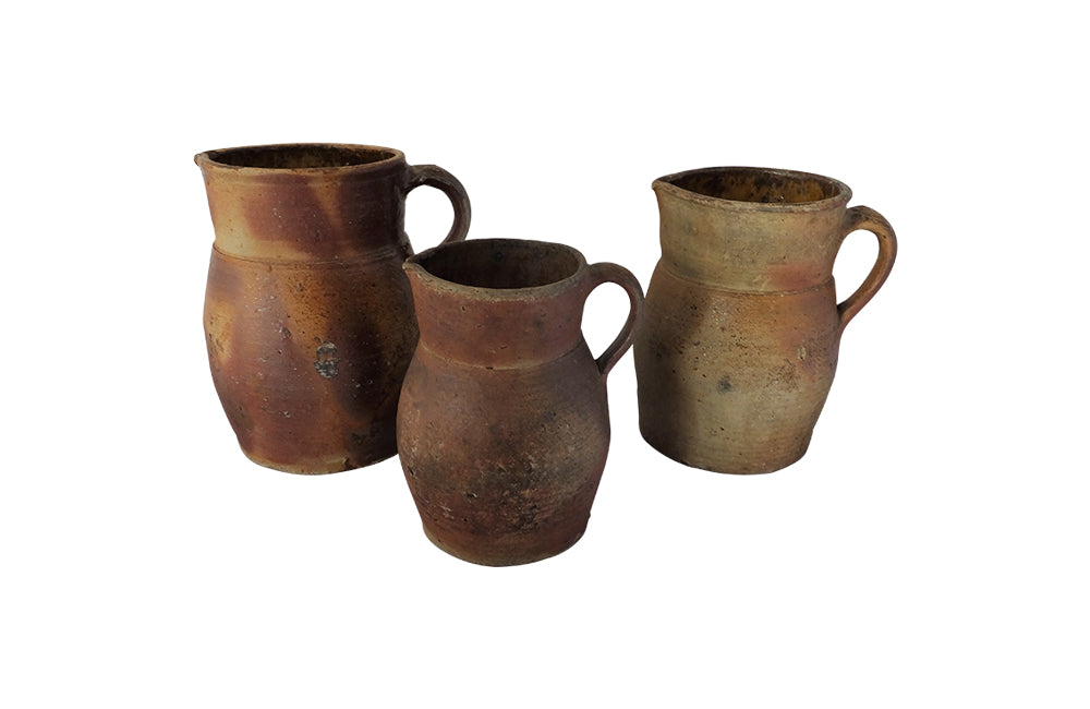 Collection of Three Stoneware Jugs-French Pottery Jugs-Antique Pottery-Decorative Accessories-Decorative Antiques-AD & PS Antiques