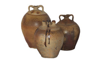 Collection of Three Stoneware Walnut Oil Pots-Stoneware-French Antique Pottery-Ceramics-Confit Pots-Stoneware-Decorative Antiques-French Antiques-Decorative Accessories-Kitchenalia-AD & PS Antiques