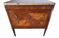 Small Marquetry French Commode-Marquetry Chest Of Drwaers-Louis XVI Revival Commode-Marble Top Chest of Drawers-French Antiques-Commodes & Chests of drawers-AD & PS Antiques