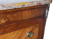 Small Marquetry French Commode-Marquetry Chest Of Drwaers-Louis XVI Revival Commode-Marble Top Chest of Drawers-French Antiques-Commodes & Chests of drawers-AD & PS Antiques