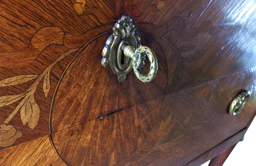 Small Marquetry French Commode-Marquetry Chest Of Drwaers-Louis XVI Revival Commode-Marble Top Chest of Drawers-French Antiques-Commodes & Chests of drawers-AD & PS Antiques