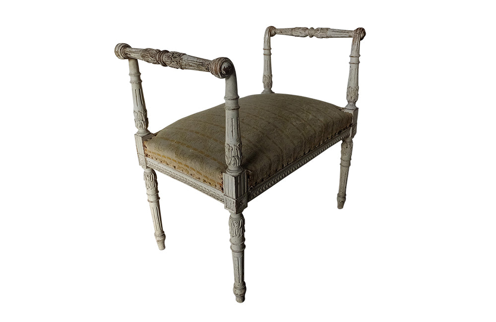 19th Century Swedish Stool - Neoclassical Revival Stool - Antique Stool - Swedish Antiques – Antique Stool – Antique Furniture - AD & PS Antiques