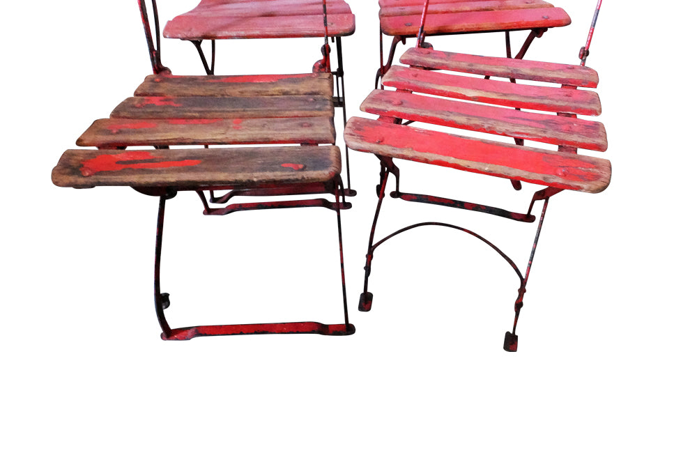 Set Of Six Folding French Antique Bistro Chairs - French Folding Garden Chairs - Antique French Cafe Chairs - French Antiques - Garden Antiques - Dining Chairs – French Garden Antiques - AD & PS Antiques