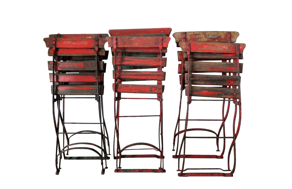 Set Of Six Folding French Antique Bistro Chairs - French Folding Garden Chairs - Antique French Cafe Chairs - French Antiques - Garden Antiques - Dining Chairs – French Garden Antiques - AD & PS Antiques