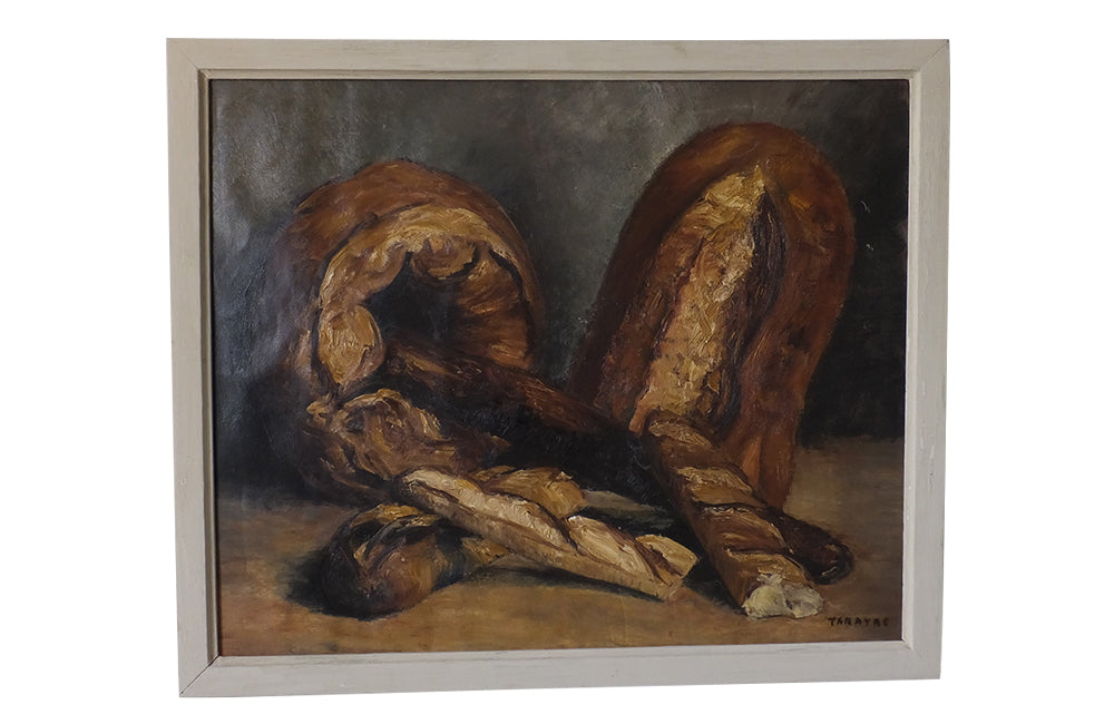 20th Century framed still life painting of bread loaves - Oil on paper. - Oil Painting - Signed Tarayre - Wall Art - French Decorative Antiques - Wall Decoration - Still Life Art - Antique Shops Tetbury - Signed by the artist,Tarayre - Decorative Antiques - AD & PS Antiques