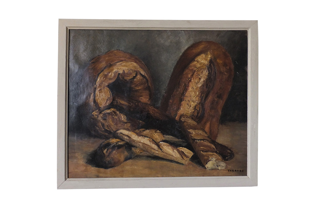 20th Century framed still life painting of bread loaves - Oil on paper. - Oil Painting - Signed Tarayre - Wall Art - French Decorative Antiques - Wall Decoration - Still Life Art - Antique Shops Tetbury - Signed by the artist,Tarayre - Decorative Antiques - AD & PS Antiques