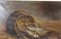 French Still Life painting Of A Basket Of Seafood - French Art - Oil On Canvas - Signed Artwork - French Decorative Antiques - Wall Art - Wall Decoration - French Antiques -Antique Shops Tetbury - AD & PS Antiques