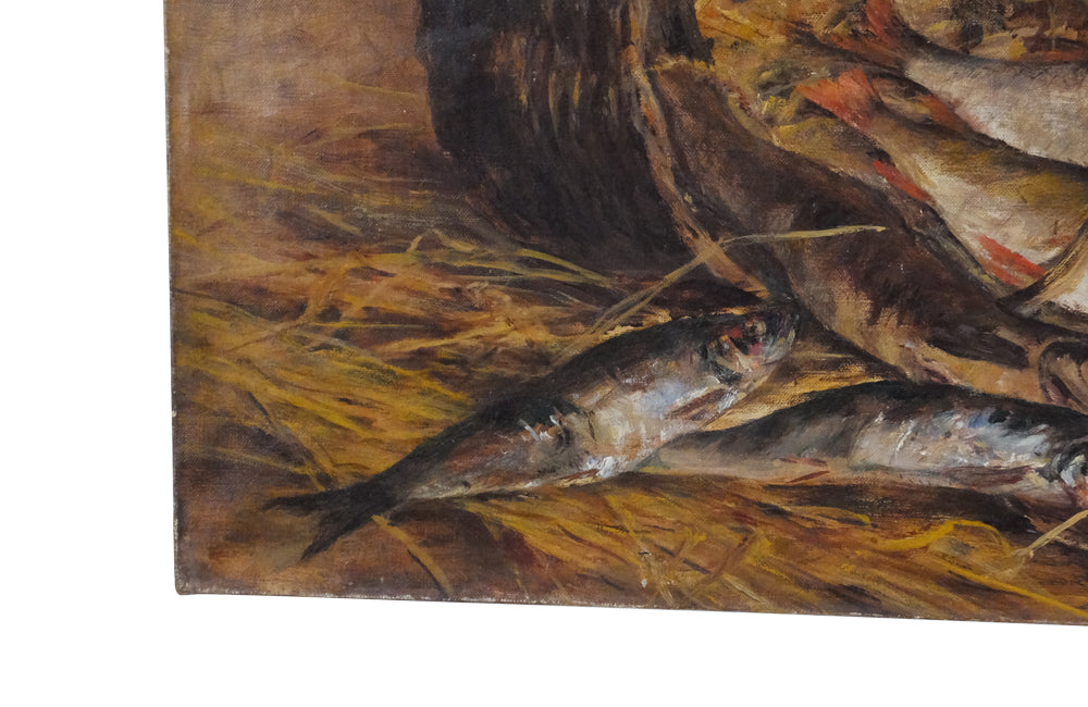 French Still Life painting Of A Basket Of Seafood - French Art - Oil On Canvas - Signed Artwork - French Decorative Antiques - Wall Art - Wall Decoration - French Antiques -Antique Shops Tetbury - AD & PS Antiques