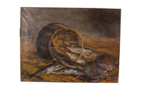 French Still Life painting Of A Basket Of Seafood - French Art - Oil On Canvas - Signed Artwork - French Decorative Antiques - Wall Art - Wall Decoration - French Antiques -Antique Shops Tetbury - AD & PS Antiques