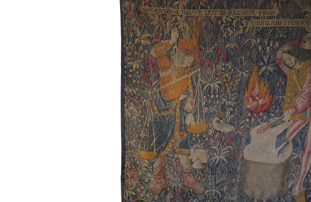 Large Wall Hanging 'Tubal Cain & Giohargus'-Tapestry-Wall Decoration-Wall Hanging-Decorative Accessories-Decorative Antiques-French Antiques-AD & PS Antiques