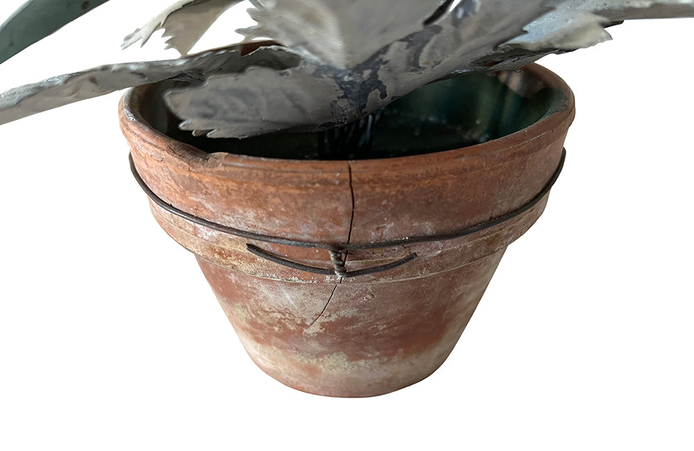 SMALL FRENCH TOLE & PORCELAIN POTTED PLANT