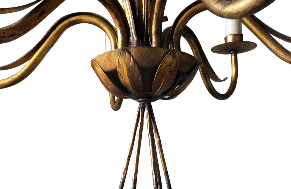 Small Bulrush Vintage Chandelier - Hollywood Regency Lighting - Vintage Chandelier - Mid Century chandelier – Lighting – Chandeliers - AD & PS Antiques