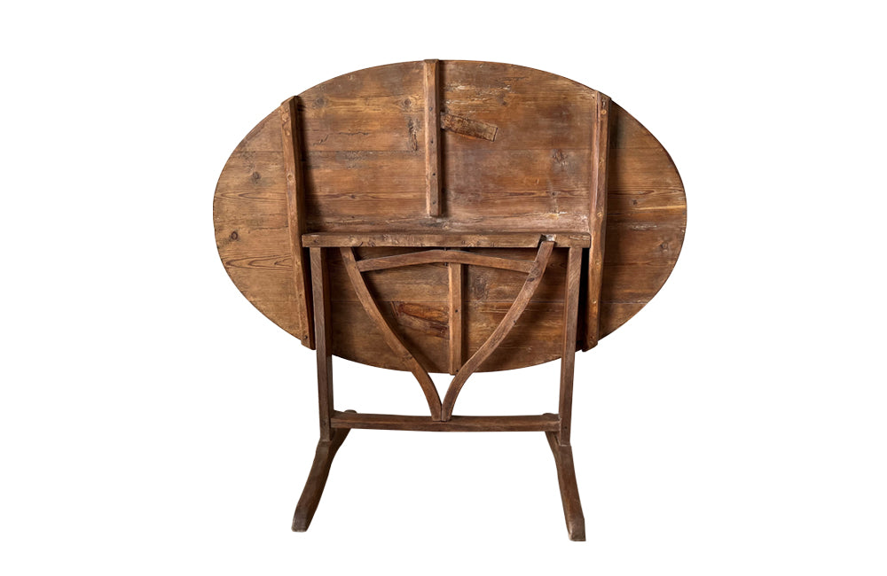 French 19th Century Oval Folding Vineyard Table - French Antique Furniture - Folding Antique Table - Vigneron Table - Farm Table - French Antiques - Antique Table - Antique Dining Tables - AD & PS Antiques