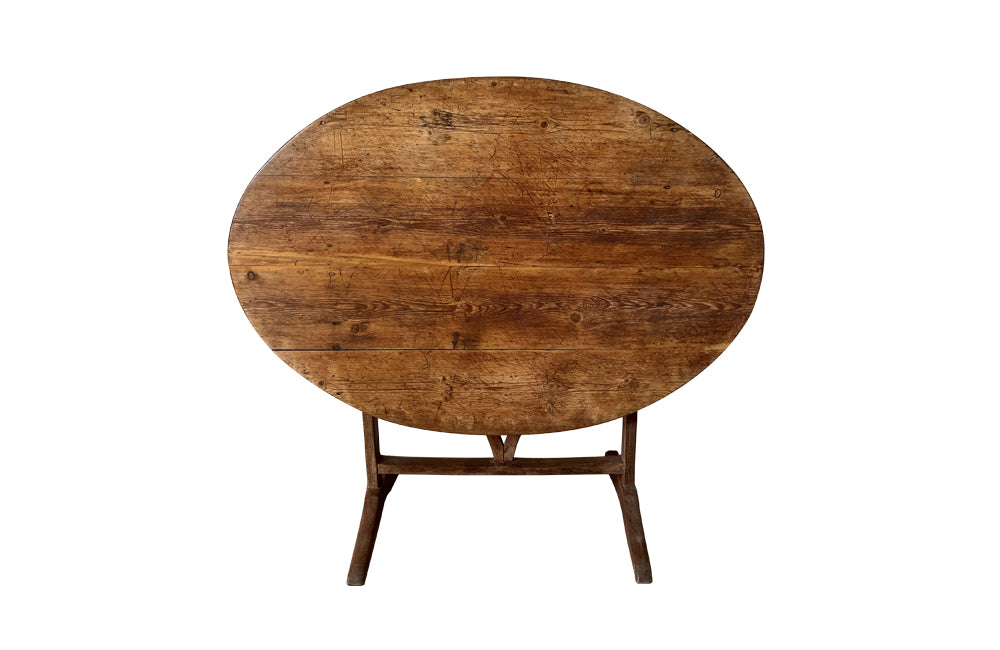 French 19th Century Oval Folding Vineyard Table - French Antique Furniture - Folding Antique Table - Vigneron Table - Farm Table - French Antiques - Antique Table - Antique Dining Tables - AD & PS Antiques