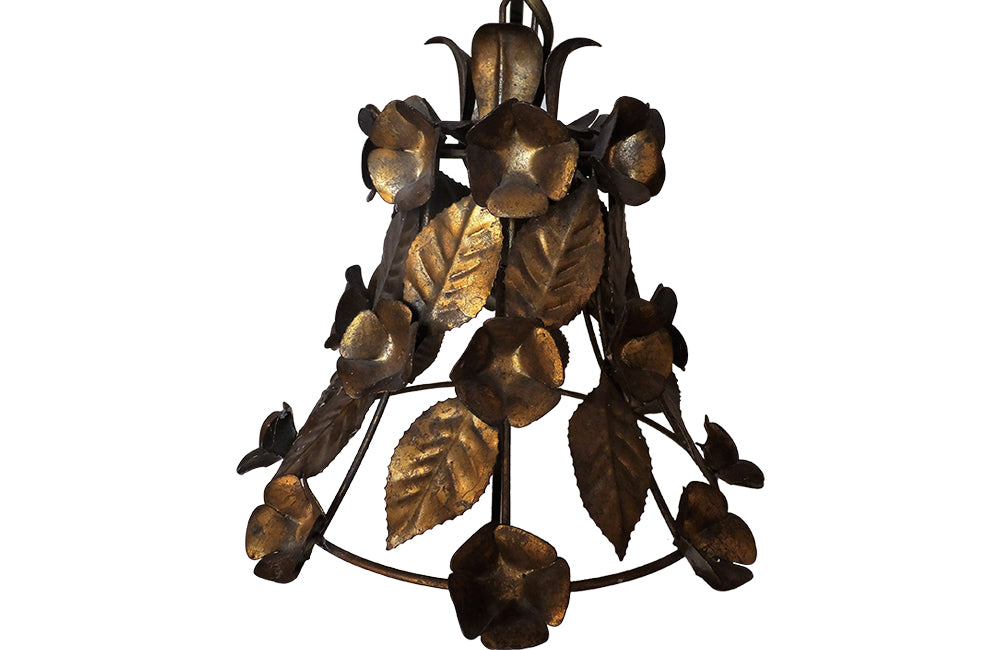 Vintage Gilt Tole Hanging Lights – Mid Century Lighting – Mid Century Chandelier - Vintage lighting - French Antiques - AD & PS Antiques