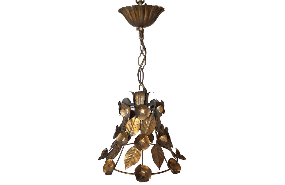 Vintage Gilt Tole Hanging Lights – Mid Century Lighting – Mid Century Chandelier - Vintage lighting - French Antiques - AD & PS Antiques