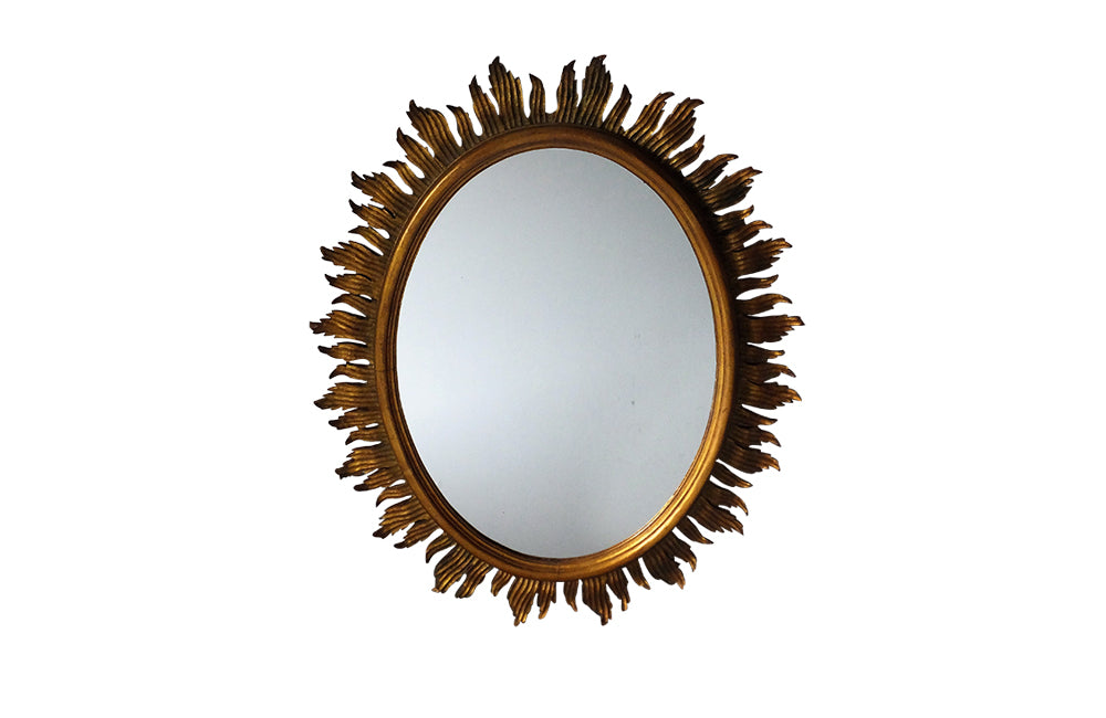 Large Oval Wooden Sunburst Mirror-Spanish Sunburst-Decorative Mirrors-Mirrors-AD & PS Antiques