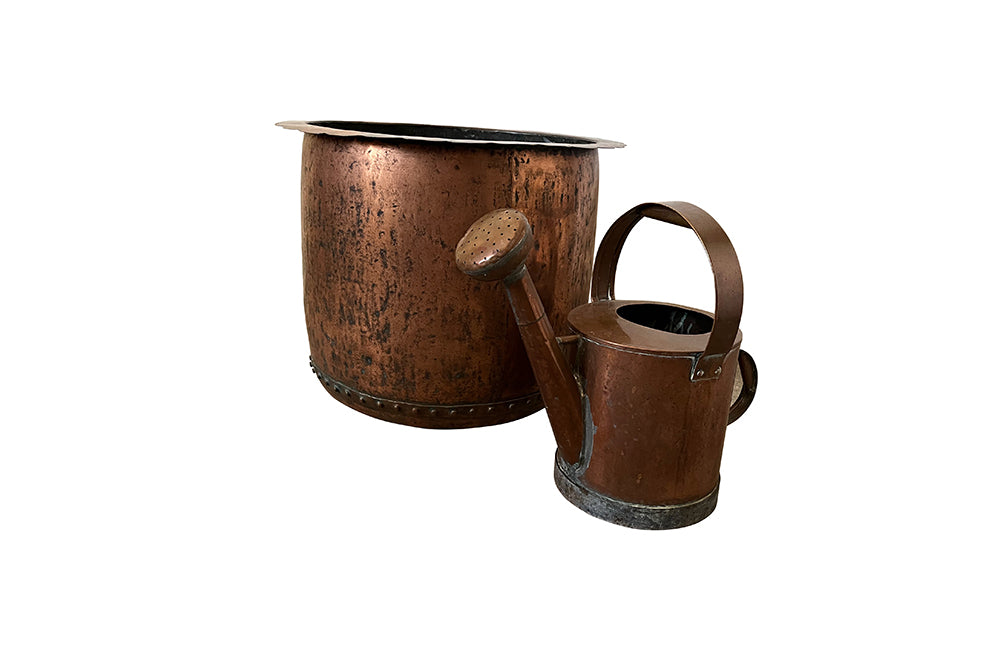 Beautiful Early 19th Century Copper Vat - Garden Antiques - French Garden Antiques - Antique Planter - Water Feature - Jardinieres - Copper Planters - Log Bin - Fireplace Antiques - Decorative Accessories - Antique Shops Tetbury - adpsantiques - AD & PS Antiques
