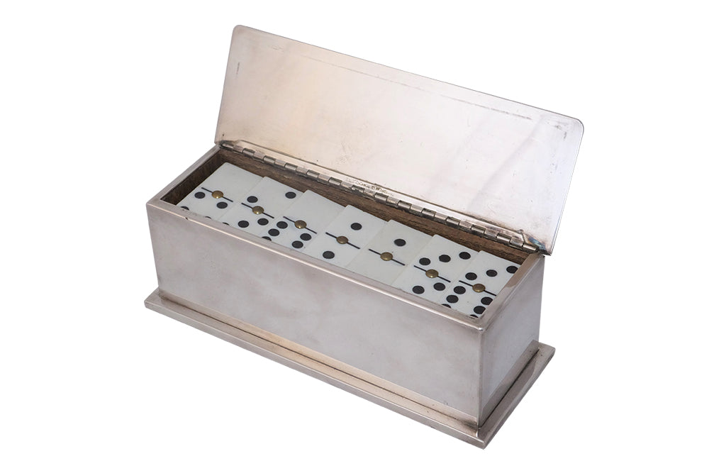 1970's DOMINO SET IN SILVERPLATE BOX