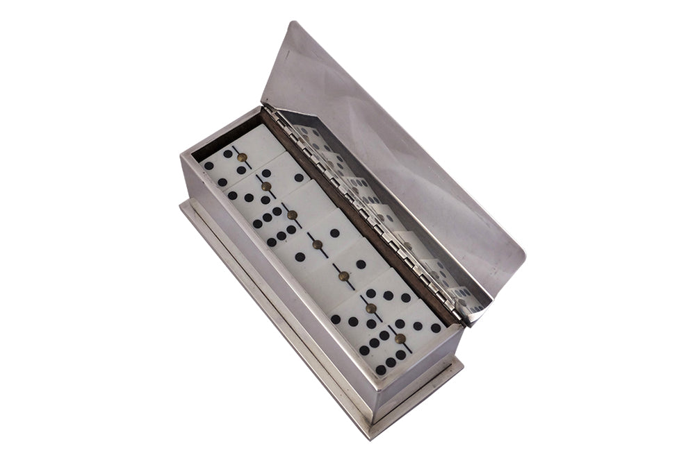 1970's DOMINO SET IN SILVERPLATE BOX