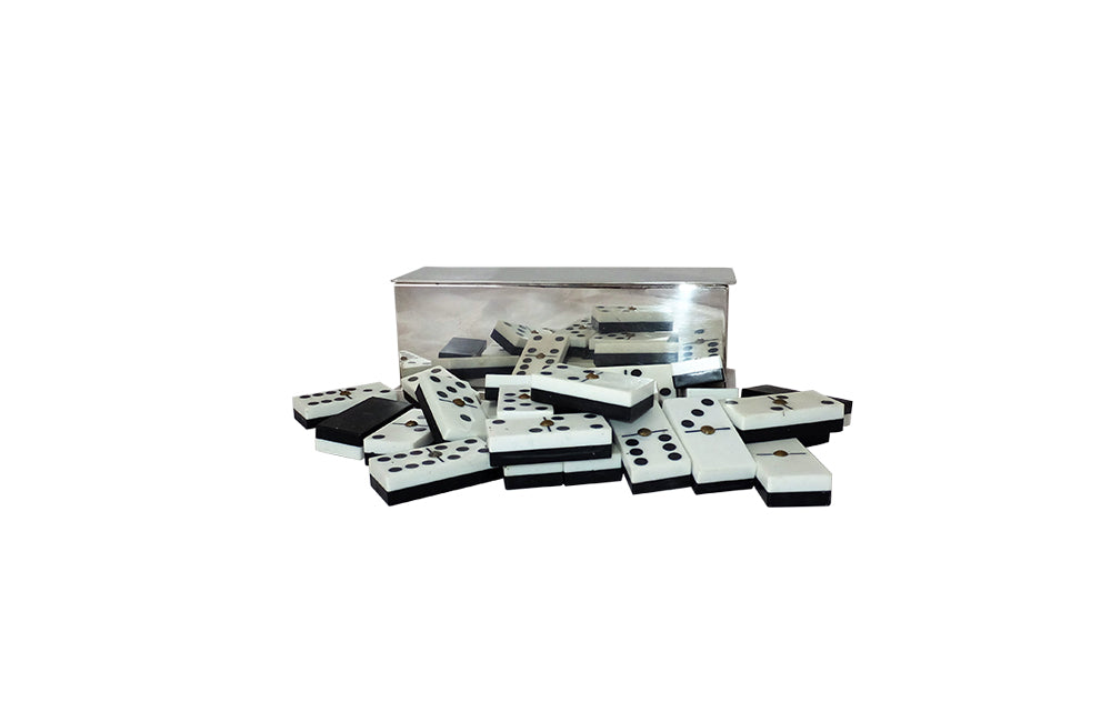 1970's DOMINO SET IN SILVERPLATE BOX