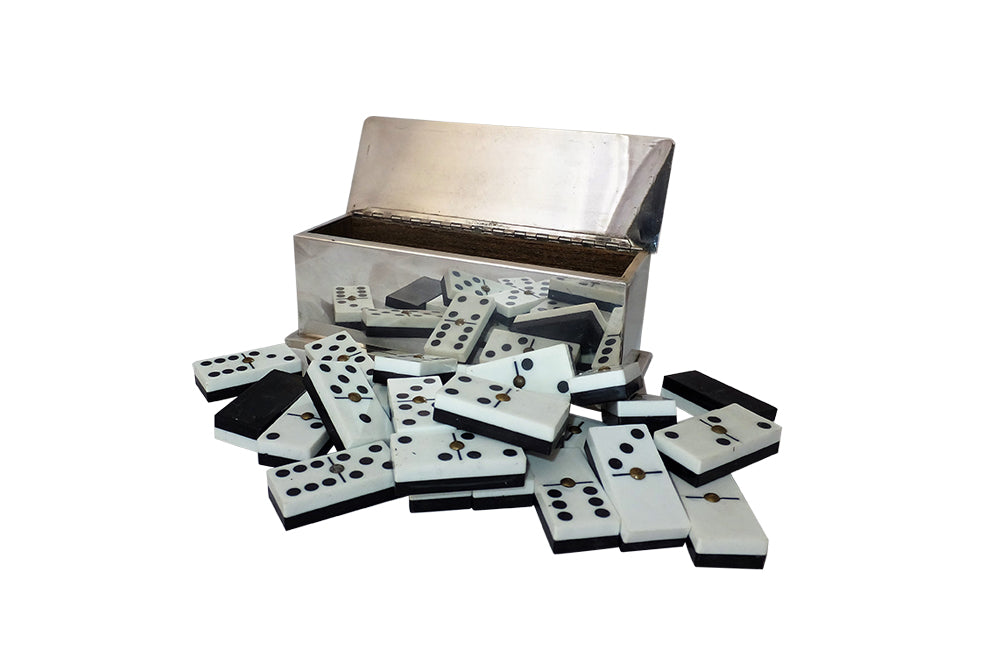 1970's DOMINO SET IN SILVERPLATE BOX
