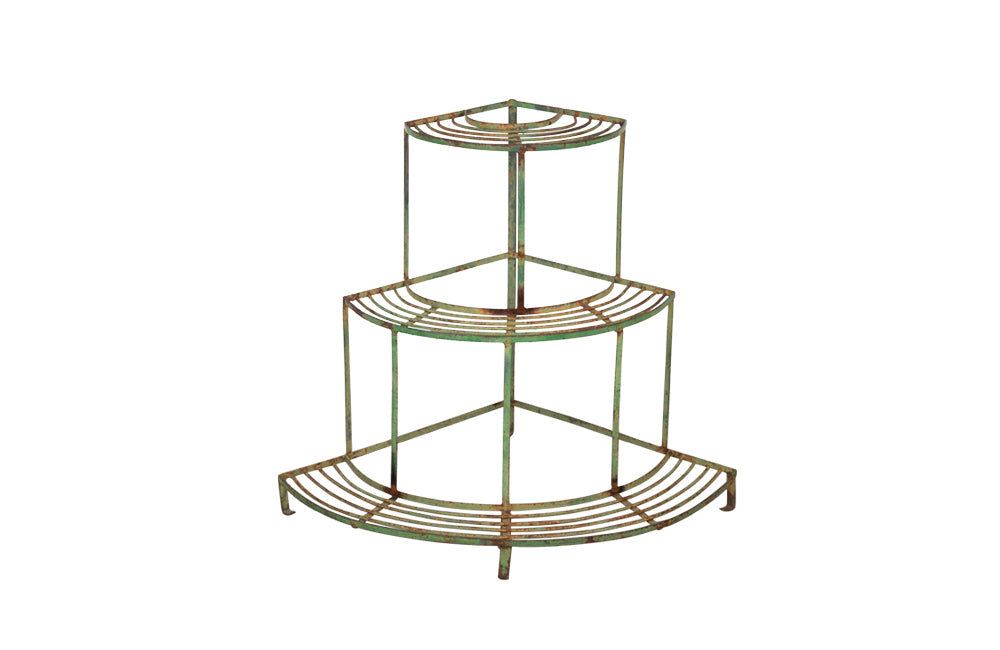 French Iron Corner Plant Stand - Garden Antiques - French Garden Antiques  - Garden Furniture - Antique Plant Stands - Corner Plant Stand - AD & PS Antiques