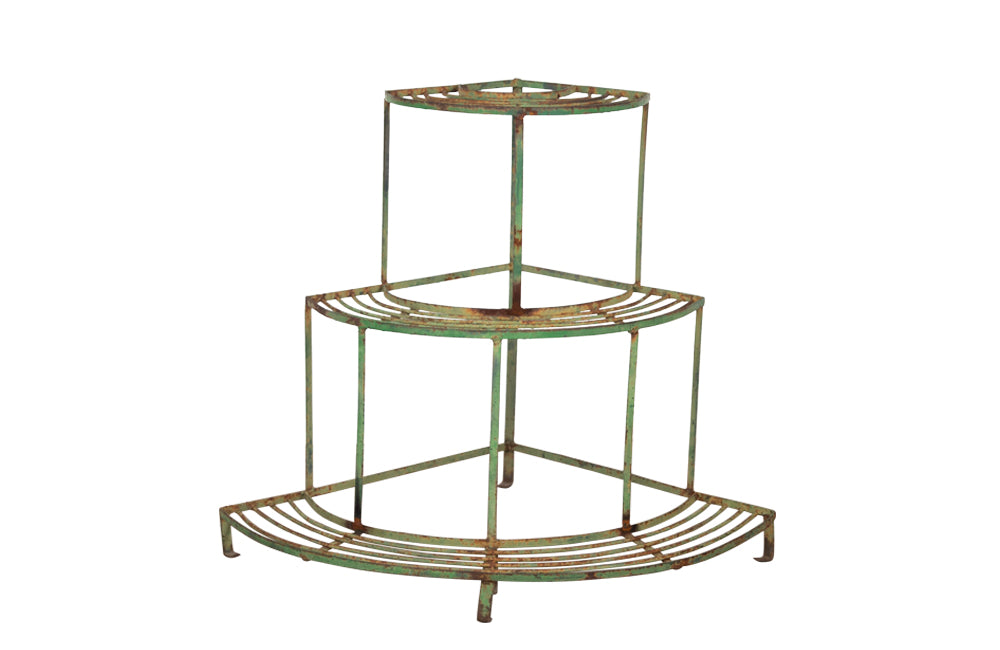 French Iron Corner Plant Stand - Garden Antiques - French Garden Antiques  - Garden Furniture - Antique Plant Stands - Corner Plant Stand - AD & PS Antiques