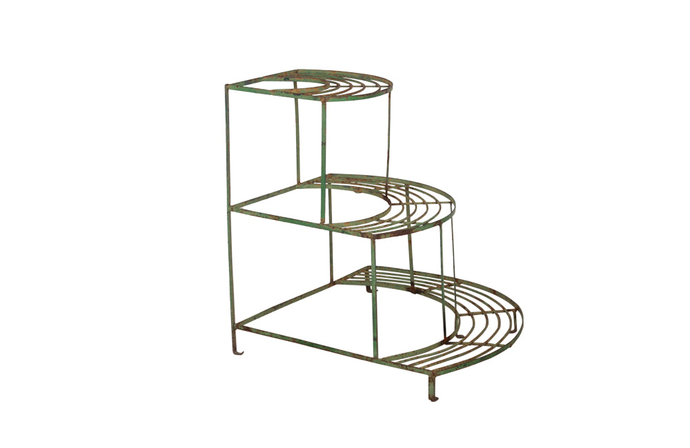 French Iron Corner Plant Stand - Garden Antiques - French Garden Antiques  - Garden Furniture - Antique Plant Stands - Corner Plant Stand - AD & PS Antiques