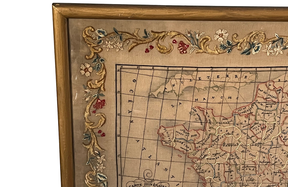 Framed Early 19th Century Silkwork French Map - French Decorative Antiques - Silkwork - Antique Textiles - Cartography - Decorative Antiques - Decorative Accessories - Wall Art - Wall decorations - Antique Needlework - Antique Maps - Antique Shope Tetbury - adpsantiques - AD & PS Antiques