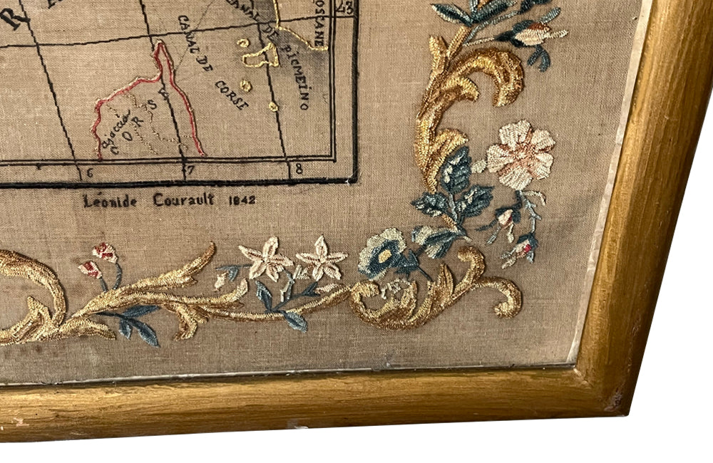 Framed Early 19th Century Silkwork French Map - French Decorative Antiques - Silkwork - Antique Textiles - Cartography - Decorative Antiques - Decorative Accessories - Wall Art - Wall decorations - Antique Needlework - Antique Maps - Antique Shope Tetbury - adpsantiques - AD & PS Antiques