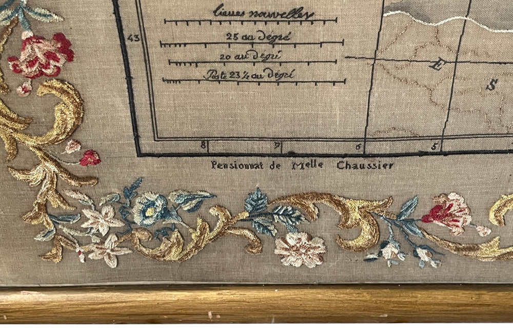 Framed Early 19th Century Silkwork French Map - French Decorative Antiques - Silkwork - Antique Textiles - Cartography - Decorative Antiques - Decorative Accessories - Wall Art - Wall decorations - Antique Needlework - Antique Maps - Antique Shope Tetbury - adpsantiques - AD & PS Antiques