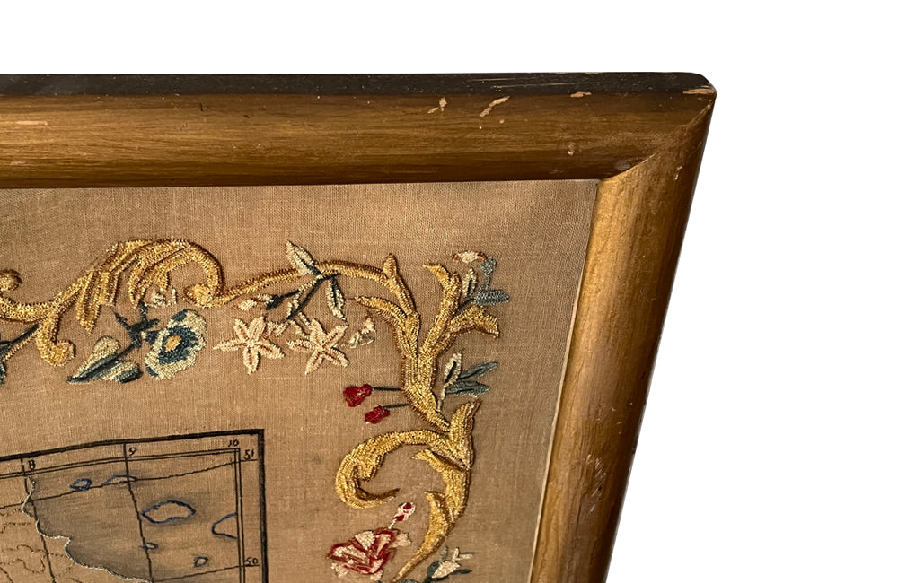 Framed Early 19th Century Silkwork French Map - French Decorative Antiques - Silkwork - Antique Textiles - Cartography - Decorative Antiques - Decorative Accessories - Wall Art - Wall decorations - Antique Needlework - Antique Maps - Antique Shope Tetbury - adpsantiques - AD & PS Antiques
