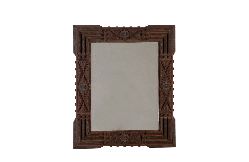 French Antique Tramp Art Mirror - French Decorative Antiques - Antique Mirrors - Folk Art - Tramp Art - Art Populaire - Mirrors - Decorative Mirrors - Antique Shops Tetbury - adpsantiques - AD & PS Antiques