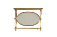 French Brass Coat Hat Rack With Oval Mirror - Antique Mirror - Antique Coat Rack – Antique Hat Stand - Brass hooks – Portmanteau - French Antiques – Decorative Antiques - AD & PS Antiques