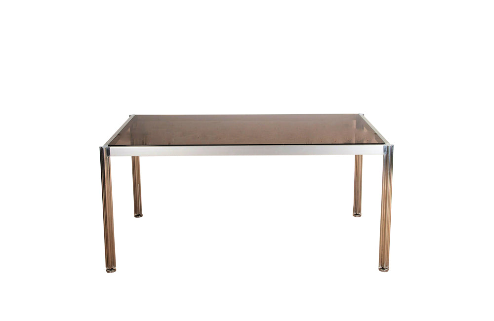 George Ciancimino Glass Top Dining Table - Mid Century Glass dining table - French Mid Century Furniture - AD & PS Antiques