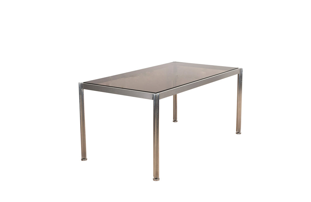 George Ciancimino Glass Top Dining Table - Mid Century Glass dining table - French Mid Century Furniture - AD & PS Antiques