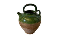 19th Century Green Glazed French Pottery Jug - Decorative Antiques - French Garden Antiques - Green Glazed Pottery - French Pottery Cruche -Decorative Antiques - French Decorative Antiques - Antique Shops Tetbury - Ceramics - AD & PS Antiques