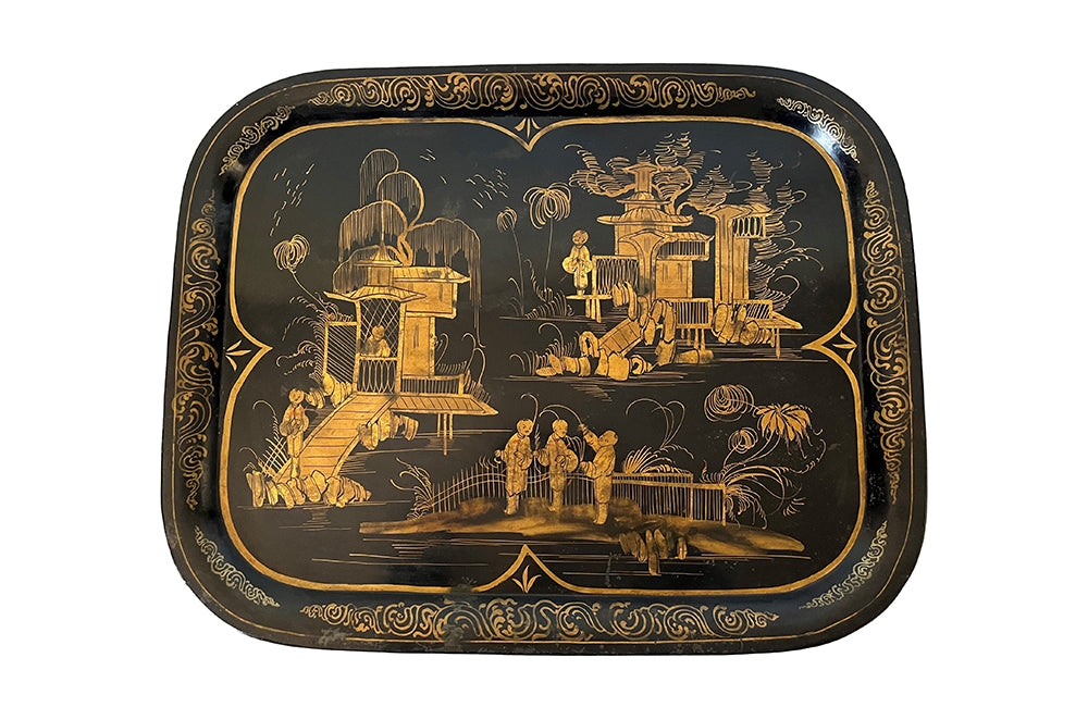 Large Napoleon III Tole Chinoiserie Tray - French Decorative Antiques - Antique Tray - Decorative Accessories - Toleware - Antique Shops Tetbury - adpsantiques - AD & PS Antiques