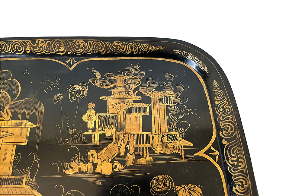 Large Napoleon III Tole Chinoiserie Tray - French Decorative Antiques - Antique Tray - Decorative Accessories - Toleware - Antique Shops Tetbury - adpsantiques - AD & PS Antiques